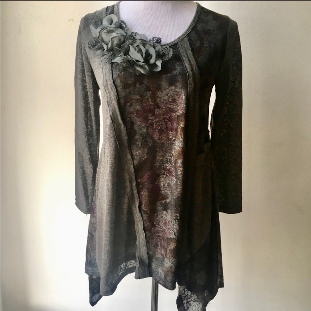 PRETTY ANGEL bohemian gray grey top tunic dress